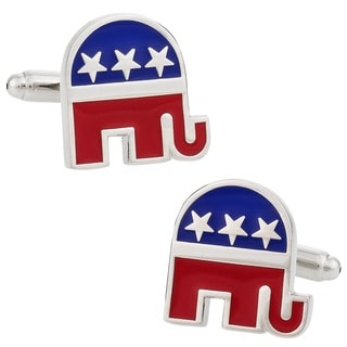 Cuff Daddy Silvertone Republican Elephant Cuff Links
