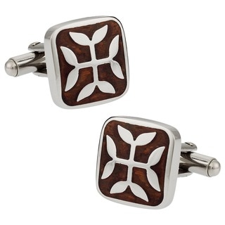 Cuff Daddy Stainless Steel Ornate Wood Cuff Links