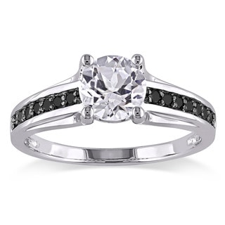 Miadora Sterling Silver 1/6ct TDW Black Diamond and White Sapphire Ring