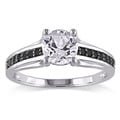 Miadora Sterling Silver 1/6ct TDW Black Diamond and White Sapphire Ring