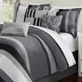 Madison Park Laurel Stripe Grey 7-piece Comforter Set