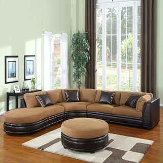 Buy Online Three Piece Dark Brown Sectional