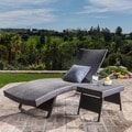 Christopher Knight Home Outdoor Brown Wicker Adjustable Chaise Lounge and Table Set