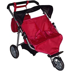 Twin Pink and Black Jogging Doll Stroller-Image