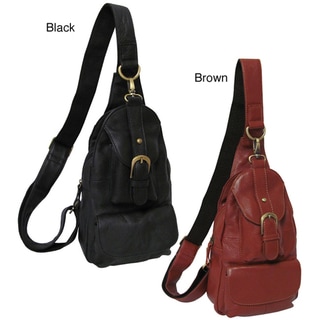Amerileather Grylls Petite Cowhide Leather Multi-pocket Sling Bag