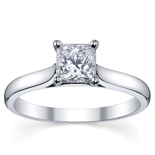 Platinum 3/4ct TDW Diamond Solitaire Engagement Ring (H-I, SI1-SI2)