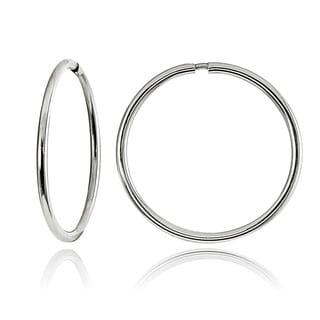 Mondevio 10k White Gold 11-mm Endless Hoop Earrings