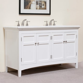 Marble Top White 60-inch Double Sink Vanity
