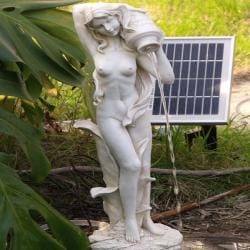 Great Prices Standing Girl Pond Fountain with Solar Pump Kit