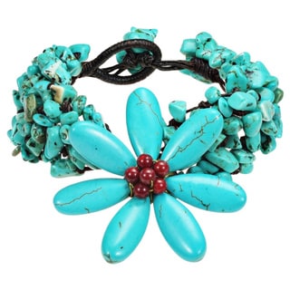 Cotton Gemstone Flower Bracelet (Thailand)