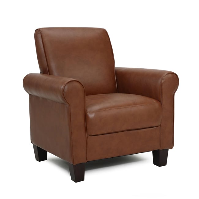 Rollx Med Brown Faux Leather Accent Chair 13678889 Overstock Com