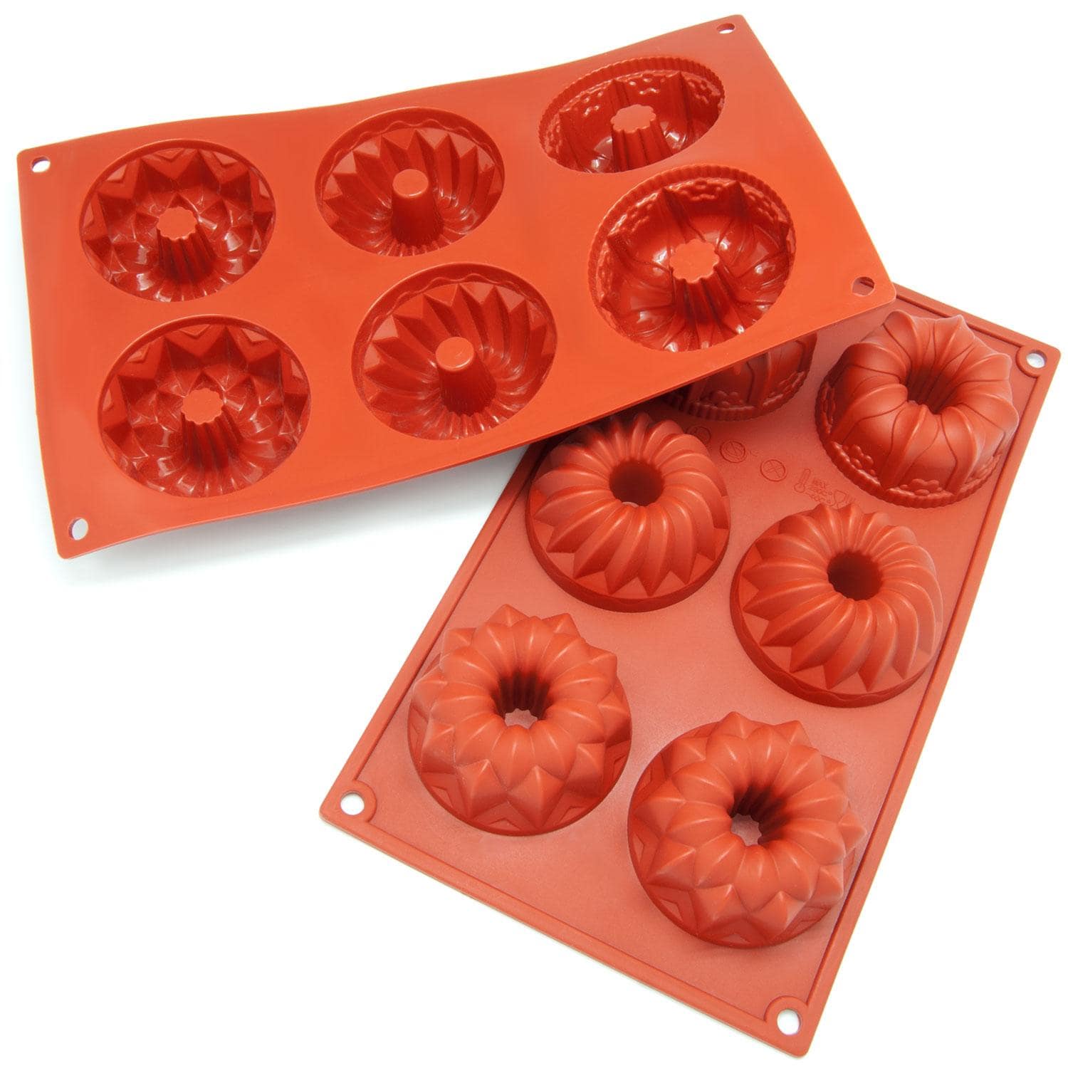 Freshware 6-cavity Mini Bundt Cake Silicone Mold Baking Pans (Pack of 