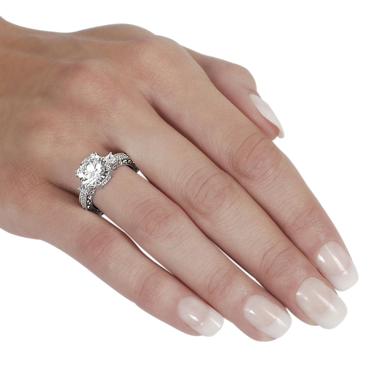 Tressa Collection Silvertone Brass Round CZ Bridal  Engagement Ring