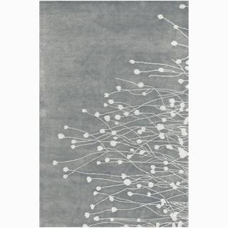 Low Price Hand-tufted Grey Floral Wool Rug (9' x 13')