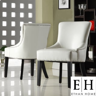 ETHAN HOME Westmont White Faux Leather Chairs (Set of 2)