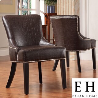 ETHAN HOME Westmont Brown Faux Alligator Print Chair (Set of 2)