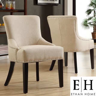 ETHAN HOME Westmont Beige Linen Chairs (Set of 2)