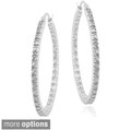 DB Designs Rose Gold over Sterling Silver Champagne Diamond Accent Hoop Earrings