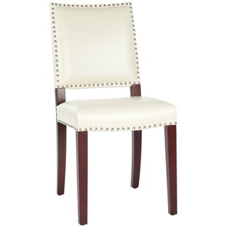 Safavieh Broadway Cream Leather Nailhead Side Chair