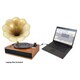 Pyle PNGTT1R Mahogany Horn PC-Recordable Phonograph/Turntable