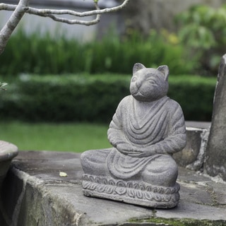 Buy Online Volcanic Ash Stone-washed Cat Namaste Statue (Indonesia)