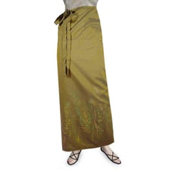 Silk and Cotton 'Sunny Rice Field' Sarong (Thailand)-Image