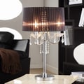 ETHAN HOME Noble 3-light Chrome Crystal Silk Shade Table Lamp