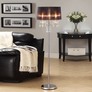 TRIBECCA HOME Noble 3-light Chrome Crystal Silk Shade Floor Lamp