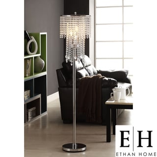 ETHAN HOME Crystal Rain 3-light Chrome Crystal Floor Lamp