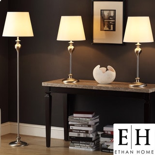 ETHAN HOME Ingot 3-piece Brushed Steel Lamp Set