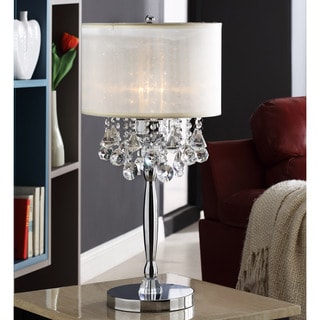ETHAN HOME Silver Mist 3-light Crystal Chrome Table Lamp
