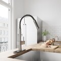 VIGO Stainless Steel Pull-Out Kitchen Faucet with Deck Plate