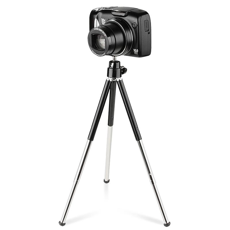 Black Mini Retractable Tripod with Ball Head and Foldable Legs