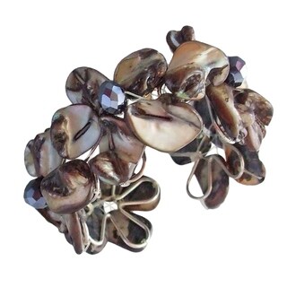 Silvertone Navy Blue/ Black/ Blue/ Red/ Brown/ Pink/ Purple/ Black/White/ Bronze/ Mother of Pearl and Crystal Cuff (Philippines)
