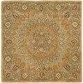 Handmade Medallion Light Brown/ Grey Wool Rug (6' Square)