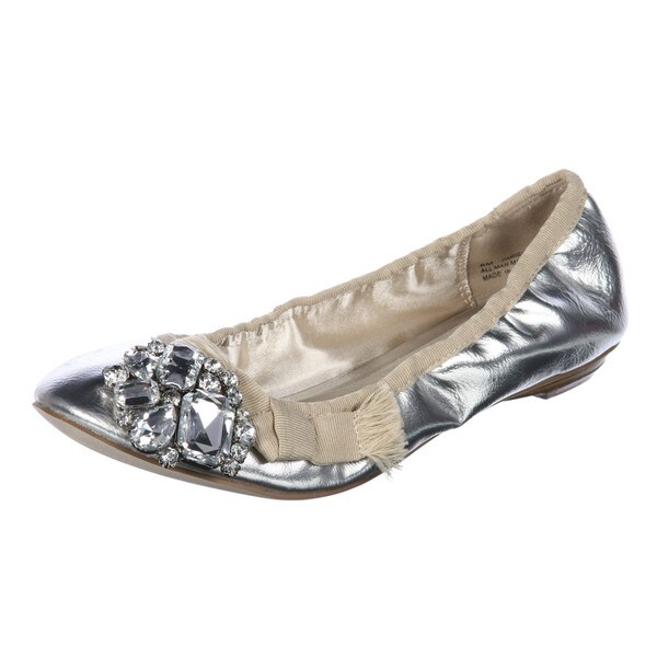 silver embellished flats