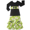 Ann Loren Girl's 'Flowering Vines' Top and Ruffled Pant Set