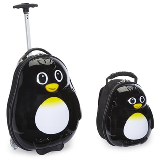 Trendykid Travel Buddies Penguin 2-piece Hardside Kids Carry On Luggage Set