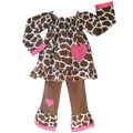 Ann Loren Girl's Giraffe-print Peasant Top and Pant Set