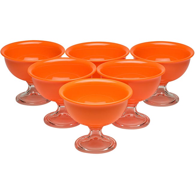 Red Vanilla Orange Summer Ice Cream Bowls (Pack of 6)