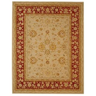 Handmade Ancestry Ivory/ Red Wool Rug (12' x 15')
