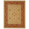 Handmade Ancestry Ivory/ Red Wool Rug (12' x 15')