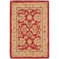 Handmade Traditional Mahal Ancestry Red/ Ivory Wool Rug (2' x 3')