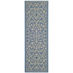 See Reviews Safavieh Indoor/ Outdoor Resorts Blue/ Natural Runner (2'4 x 9'11)
