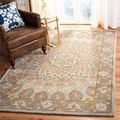 Handmade Heritage Medallion Light Brown/ Grey Wool Rug (2' x 3')