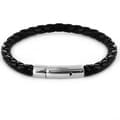 Crucible Black Imitation-leather and Stainless Steel Braided Bracelet