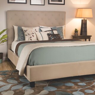 Sophie Tufted Taupe Velvet Queen-size Platform Bed