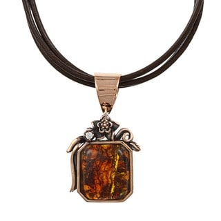 Southwest Moon Copper Amber Floral Necklace