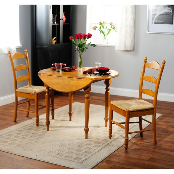  Rush 3 piece Ladderback Dining Set Table Room Chairs Piece Furniture