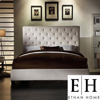 ETHAN HOME Sophie Beige Fabric Tufted Full-size Platform Bed